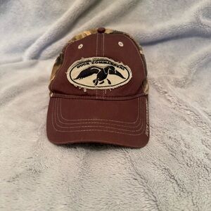 Duck Commander Brown and Camouflage‎ Distressed Logo Adjustable Strap Cap Hat